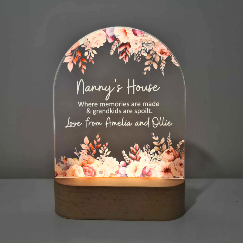 Personalised Handcrafted Floral LED Lamp for Mother's Day - Nanny's House