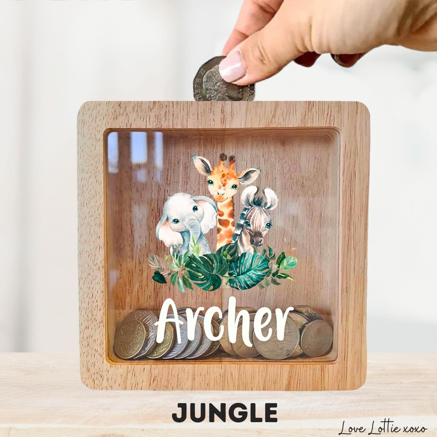 Personalised Money Box Gift - Printed Design with Custom Name - Custom Baby Gift - Koala