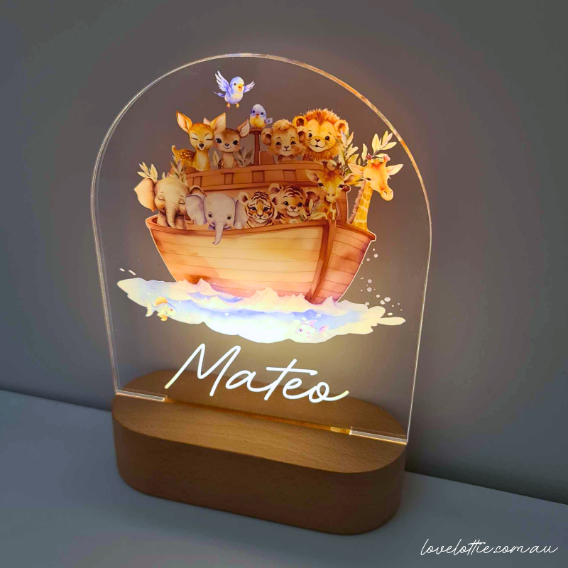 Personalised Baby Gifts Night Light for Kids - Printed Noahs Ark