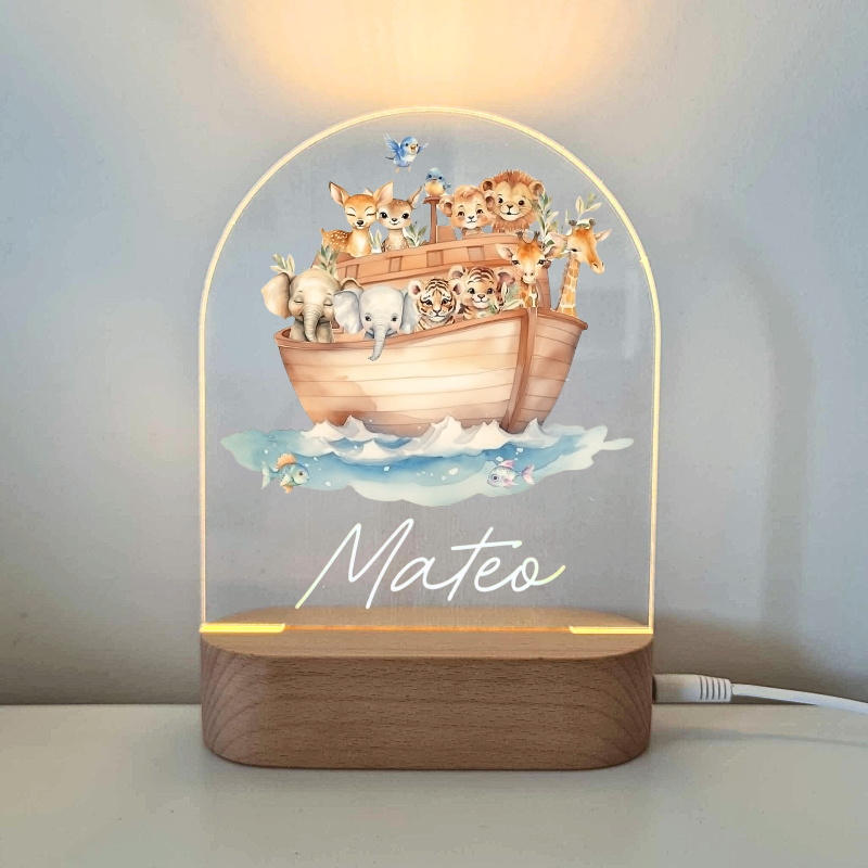 Personalised Baby Gifts Night Light for Kids - Printed Noahs Ark