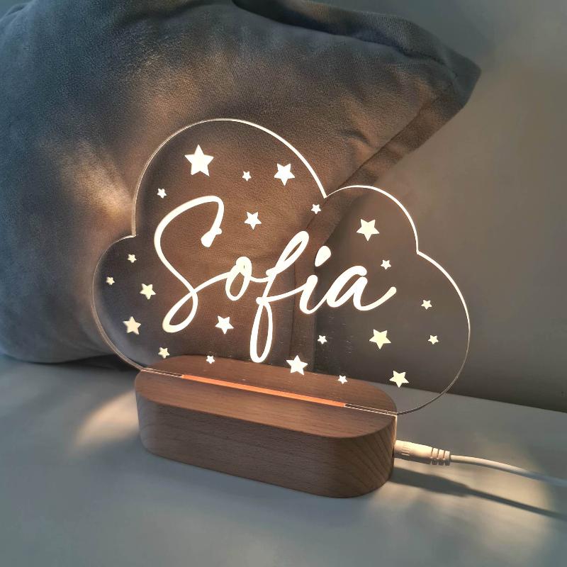 Personalised Baby Night Light - Cloud Stars