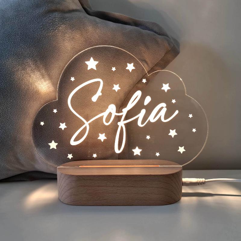 Personalised Baby Night Light - Cloud Stars