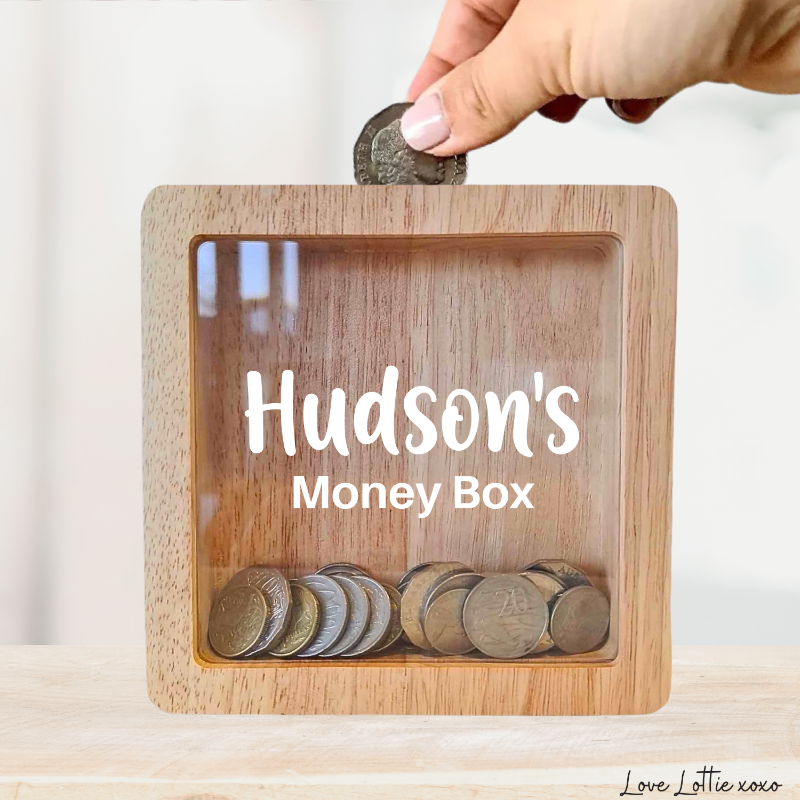 Personalised Money Box Gift - Custom Name Money Box Funky Design - Custom Baby Gift