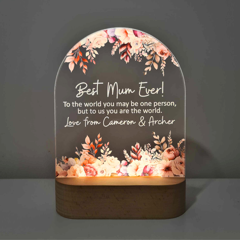 Personalised Handcrafted Floral LED Lamp for Mother's Day - You Are The World