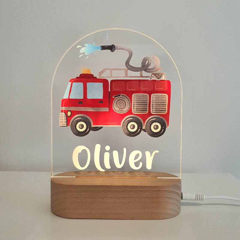 Personalised Gifts Night Light for Kids - Printed Fire Truck