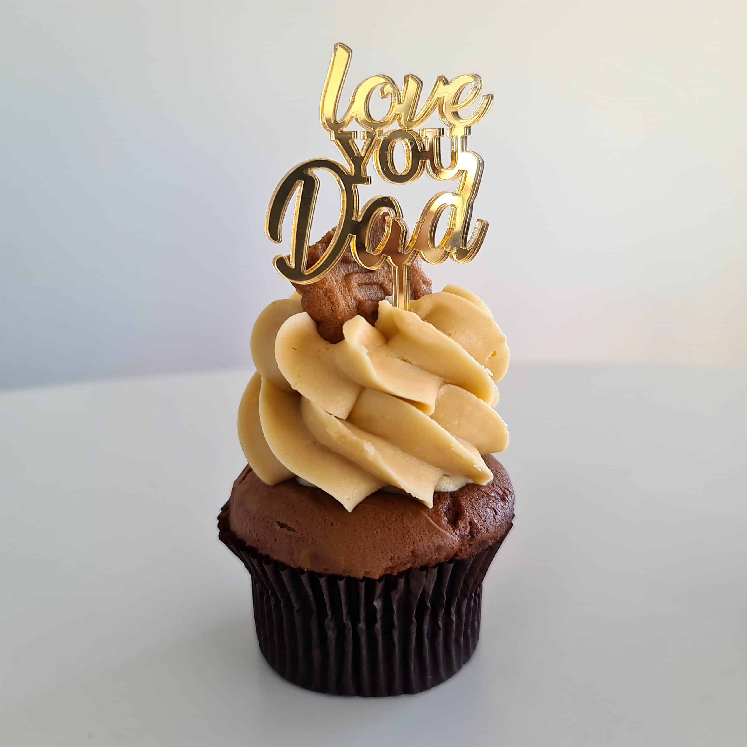 10 x Love You Dad Cupcake Toppers - Gold