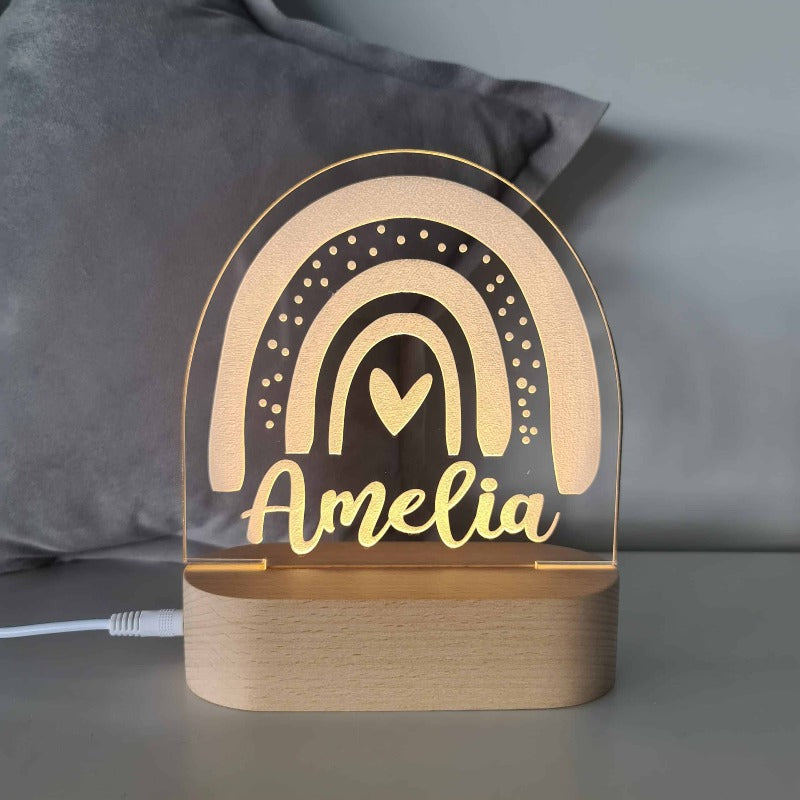 Personalised Baby Night Light - Rainbow