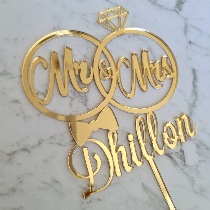 Custom Mr & Mrs Name Wedding Cake Topper - Dhillon