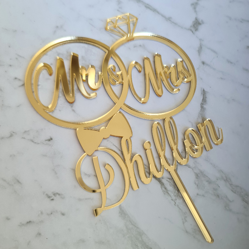 Custom Mr & Mrs Name Wedding Cake Topper - Dhillon