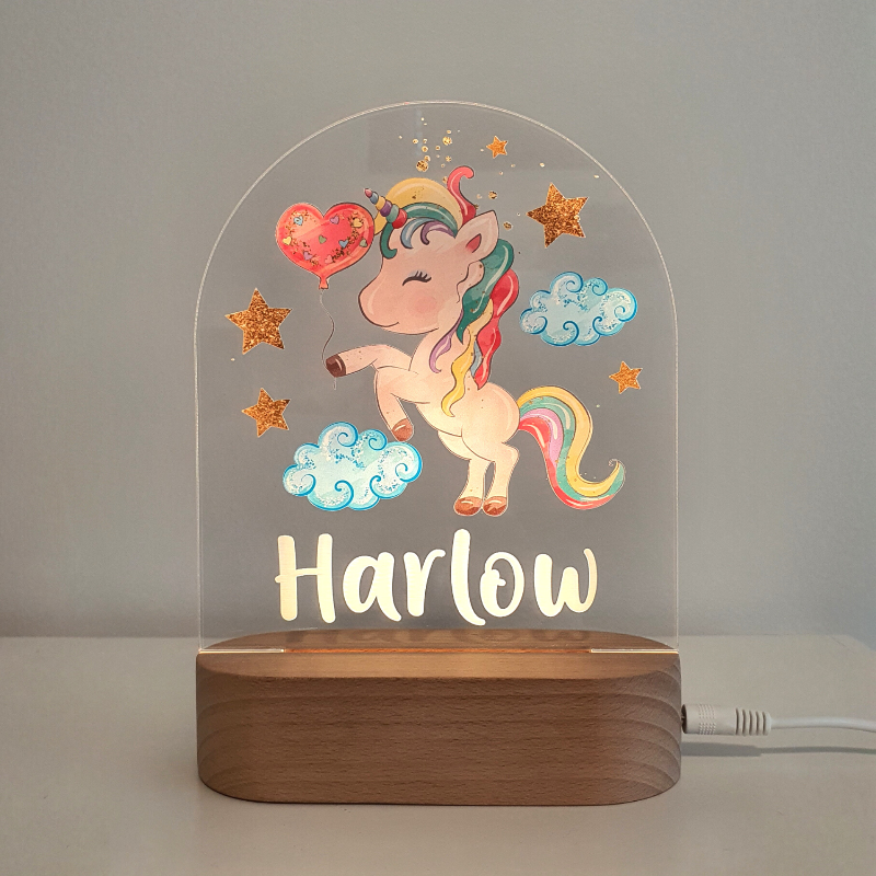 Personalised Gifts Night Light for Kids - Printed Unicorn