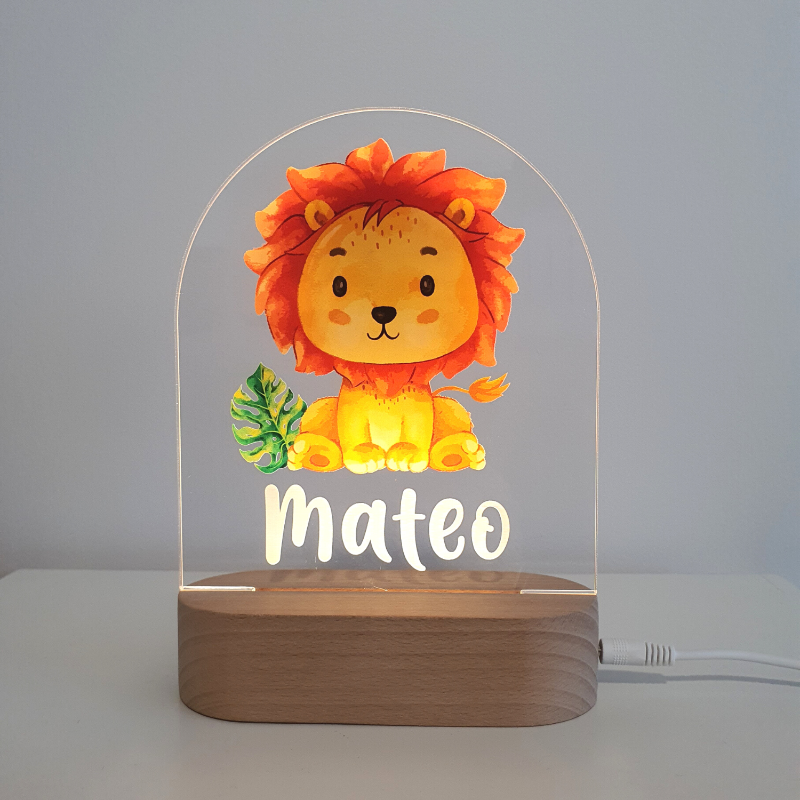 Personalised Gifts Night Light for Kids - Printed Safari Lion