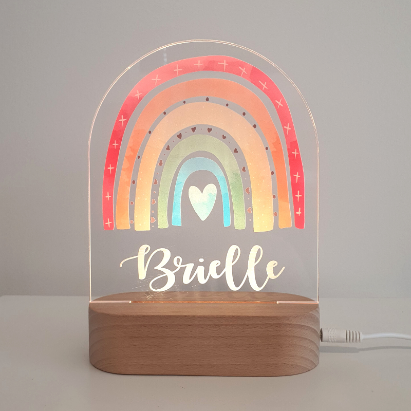 Personalised Gifts Night Light for Kids - Printed Bright Rainbow