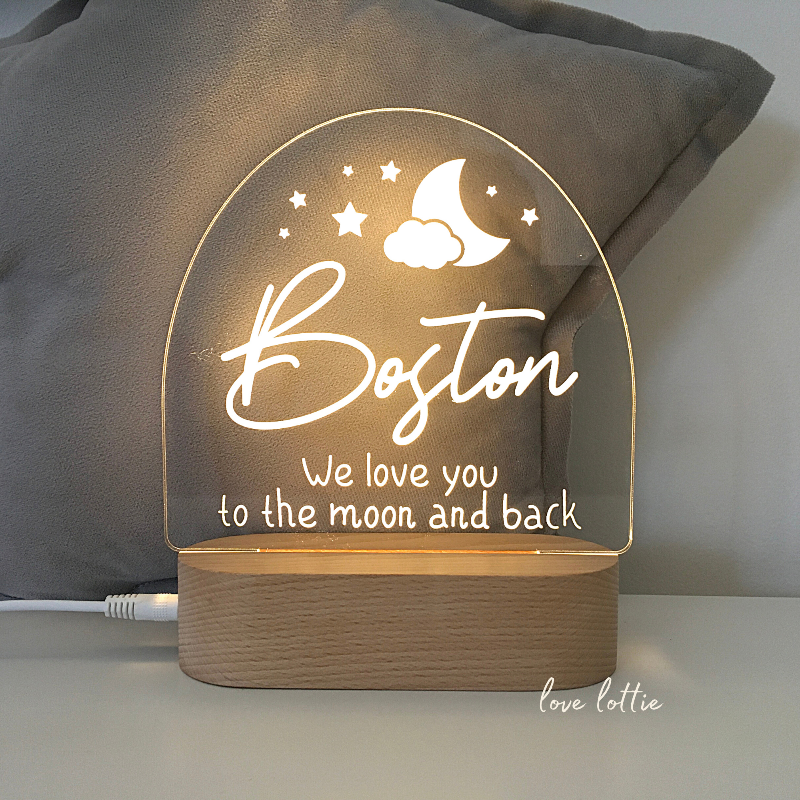 Personalised Kids Night Light - Boston We Love You