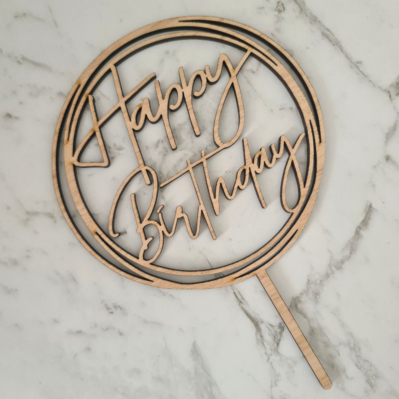 Happy Birthday Cake Topper - Circles