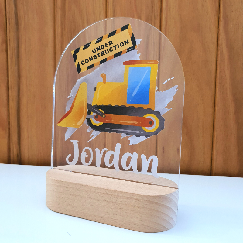 Personalised Gifts Night Light for Kids - Printed Digger