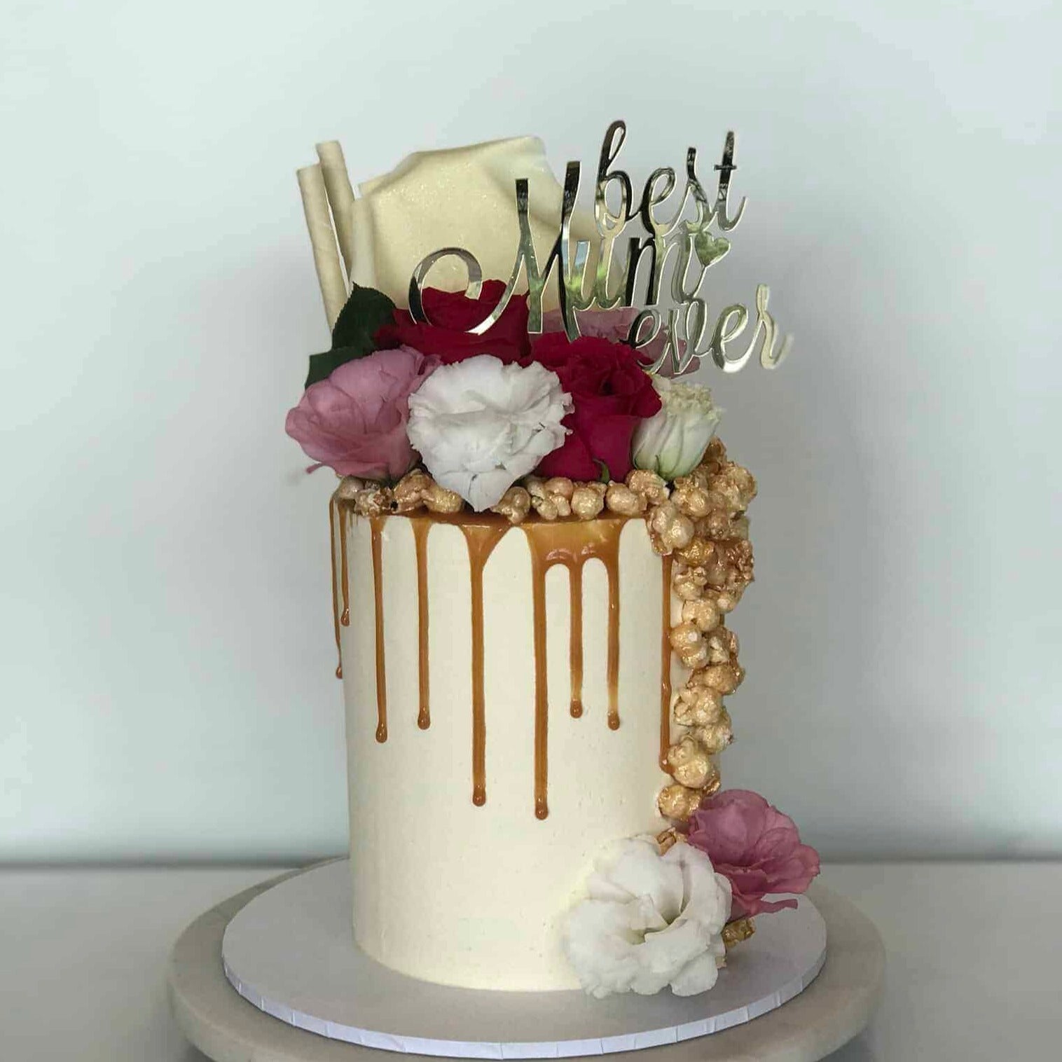 Best Mum Ever Acrylic Gold Mirror Cake Topper Mothers Day