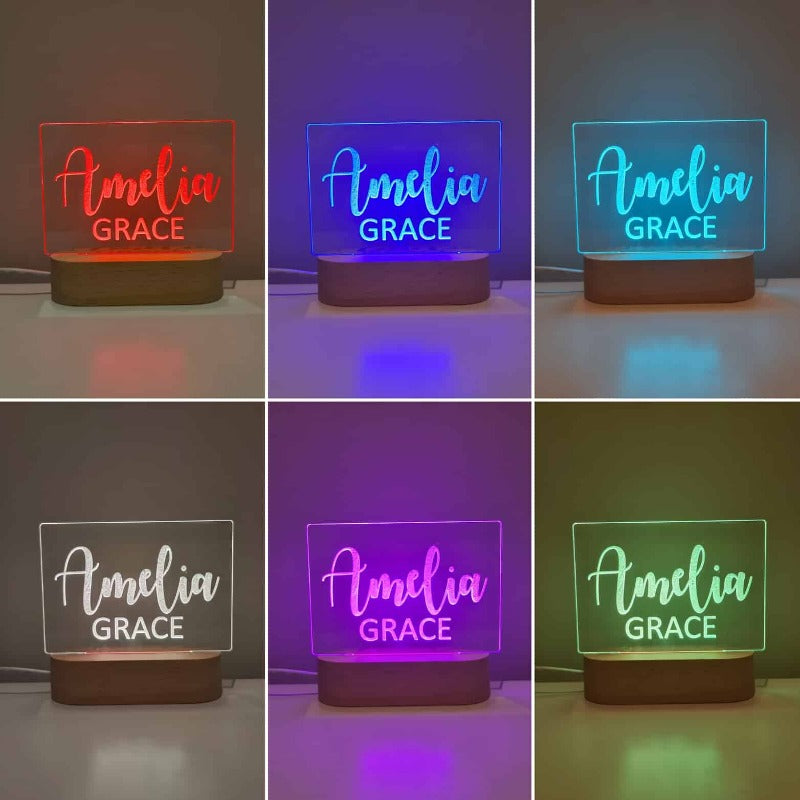 Personalised Kids Night Light - Script 2 names