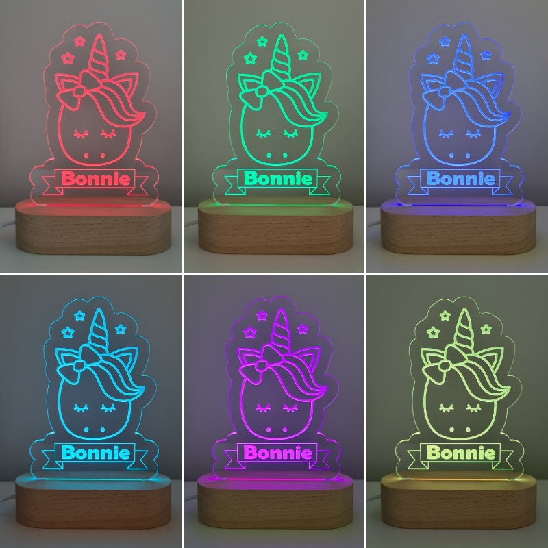 Nursery Decor Night Light Custom Name Unicorn