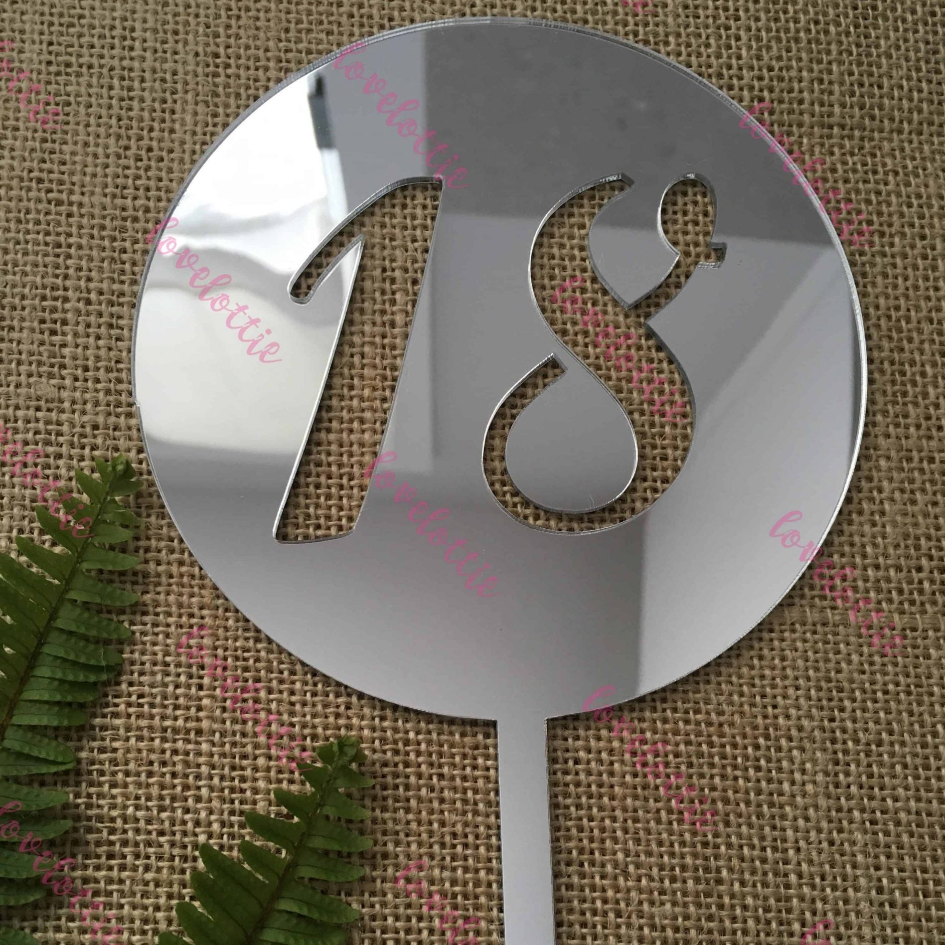 18th Birthday Acrylic Silver Mirror Round Cake Topper