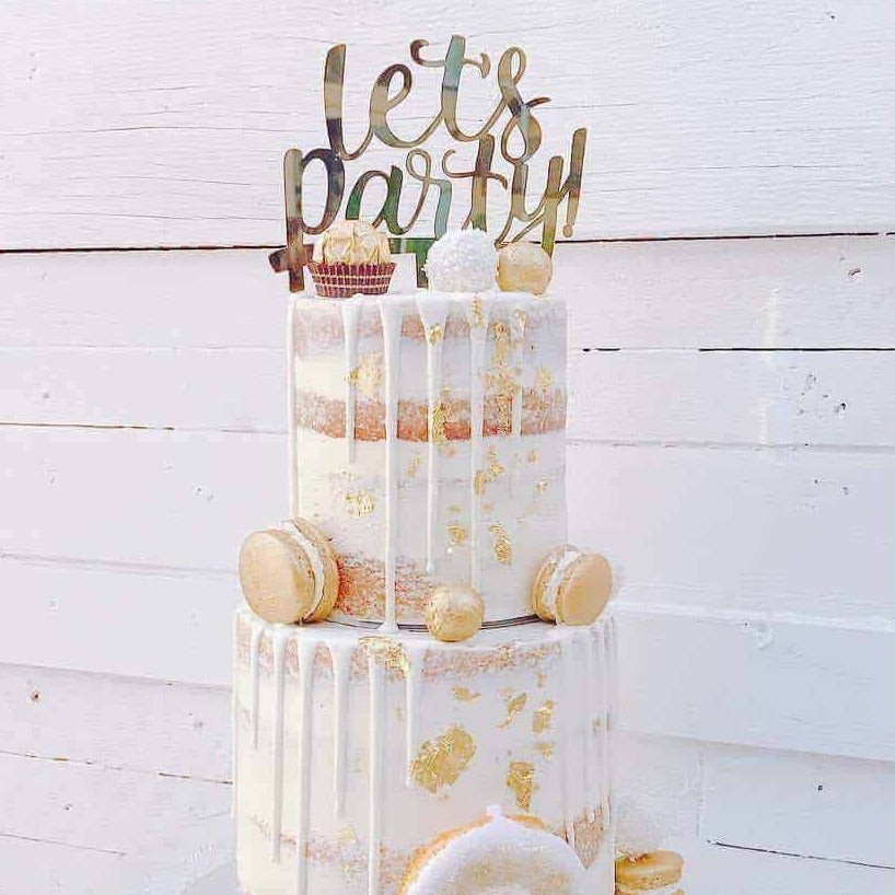 Let's Party Acrylic Gold Mirror Birthday Cake Topper