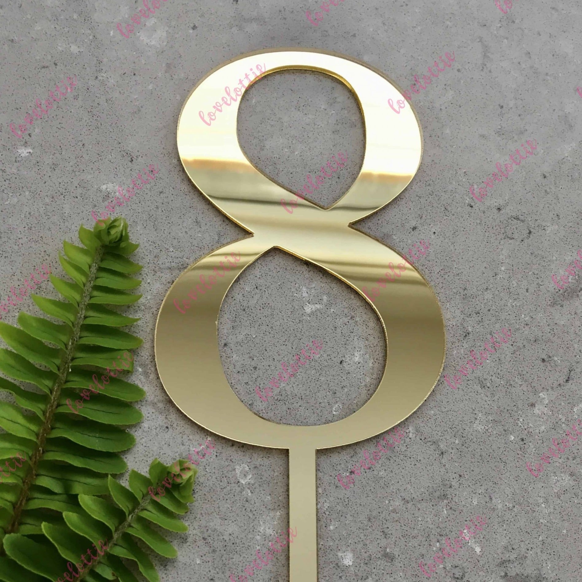 Number 8 Acrylic Gold Mirror Birthday Cake Topper