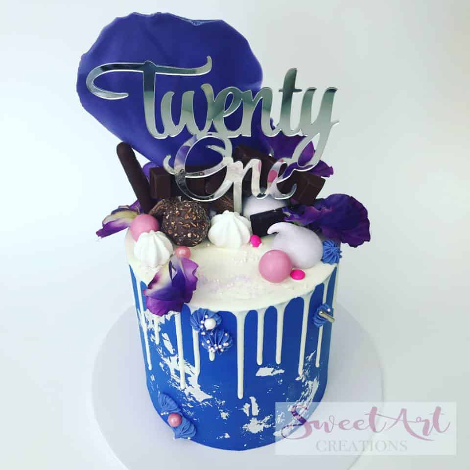 Twenty One Acrylic Silver Mirror 21st Birthday Cake Topper